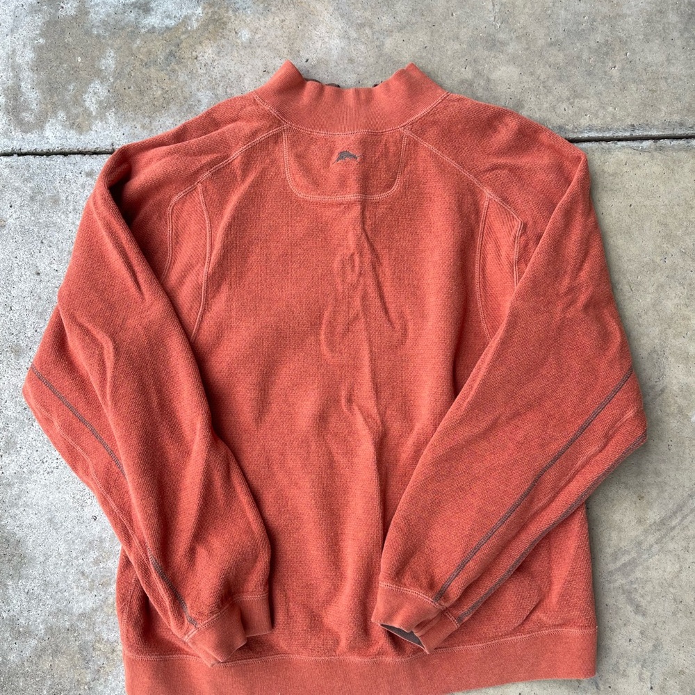 Tommy Bahama Reversible Quarter Zip Pullover Men's XL Brown Orange Sweatshirt - Picture 7 of 7